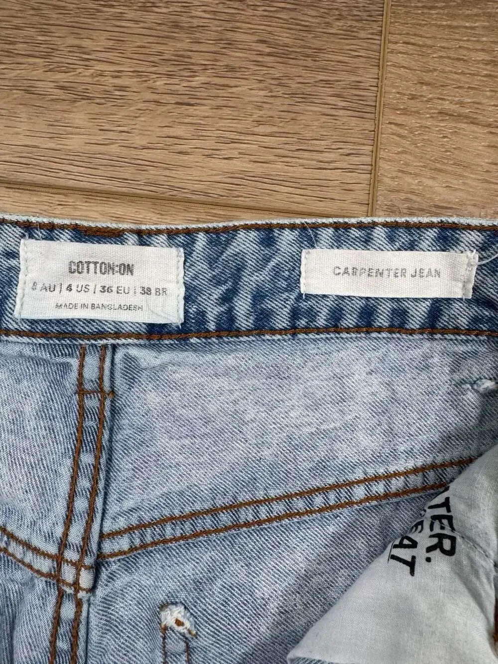 Cotton On Carpenter Jeans Womens 4 Acid Wash Blue High Rise Wide Leg Utility